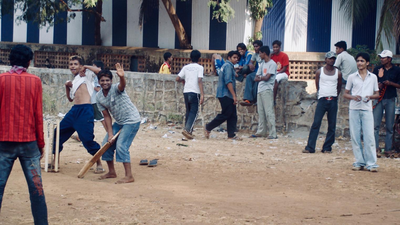 Geoff capturing some gully cricket at Juhu