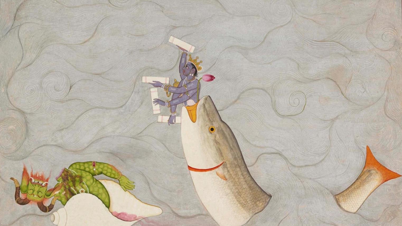 Master of the first generation after Manaku and Nainsukh of Guler Vishnu as Matsya, Vishnu's fish avatar c1775, Museum Rietberg, Zurich
